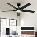 Geinself Ceiling Fans with Lights 52 Inch, Black Smart Ceiling Fan Compatible with Alexa/App/Remote Control, 5 Two-Sided Blades, Ultra Silent Reversible DC Motor LED fan for Bedroom, Living Room