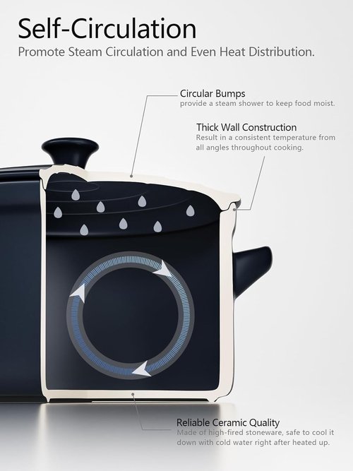 LE TAUCI 3 Qt Ceramic Dutch Oven - Lightweight, Non-Toxic & Dishwasher Safe for Bread Baking | Midnight Blue