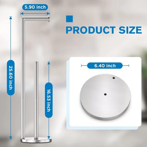 Bathth Toilet Paper Holder Stand - Brushed Nickel Free-Standing Design for Easy Storage