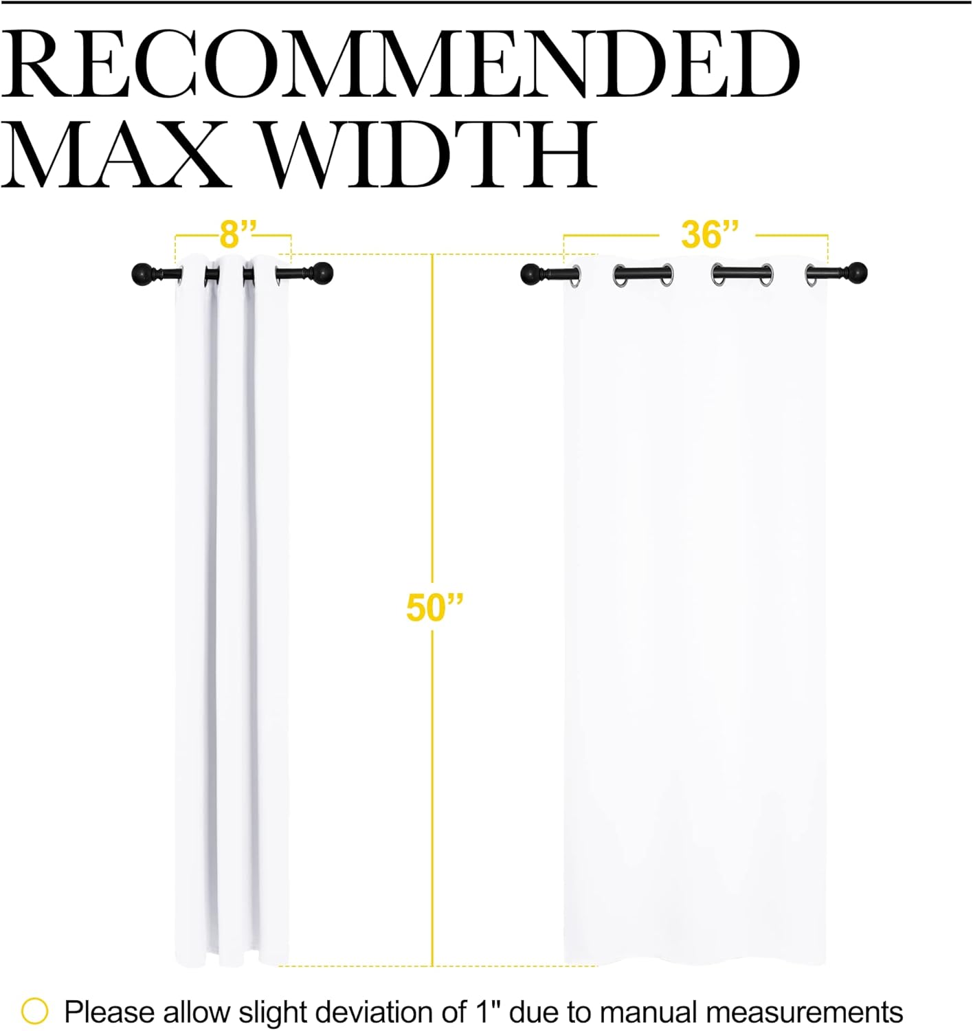 NICETOWN White Window Curtain Panels - 50% Light Blocking for Bedroom & Dining Room | Set of 2 (42" x 50")