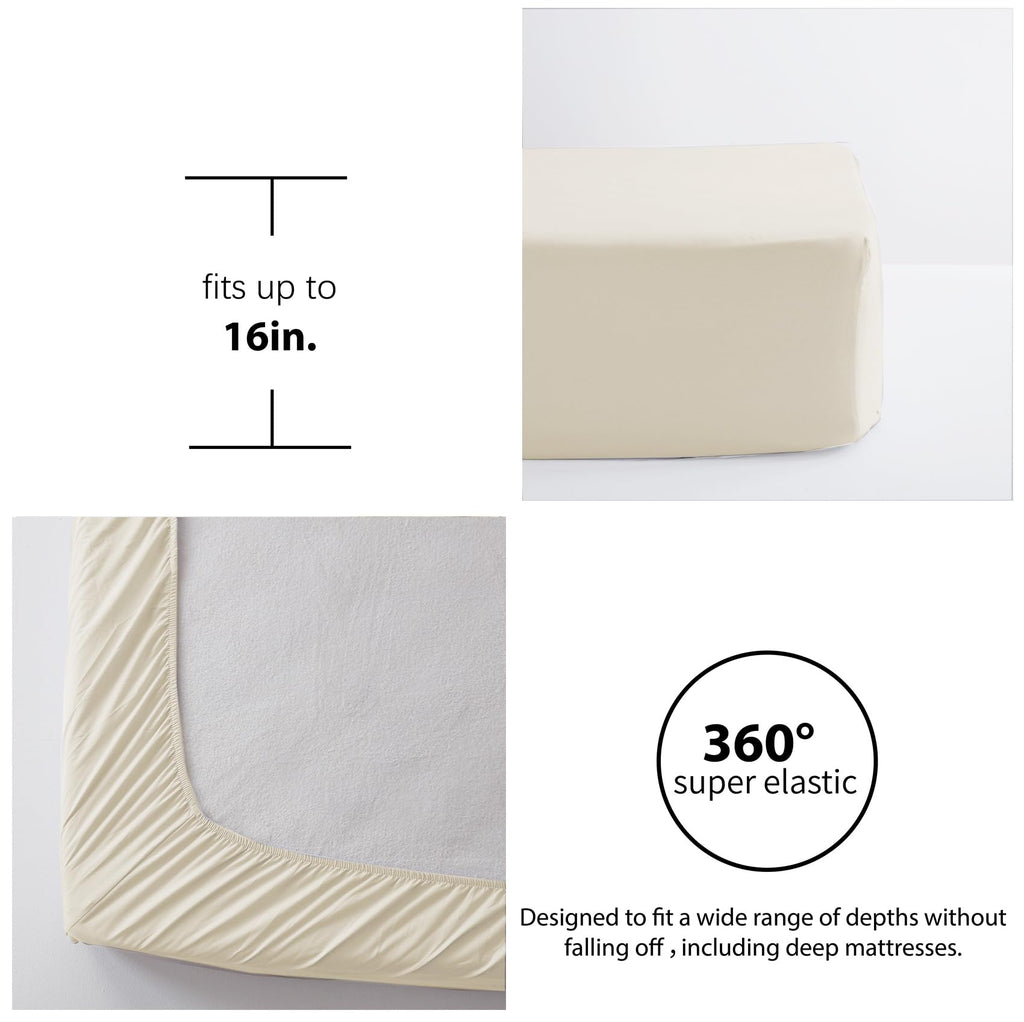 Anluoer King Comforter Set 7 Piece, Cream Bed in a Bag with Sheets, All Season Ruffle Shabby Chic Bedding Sets with 1 Comforter, 2 Pillow Shams, 2 Pillowcases, 1 Flat Sheet, 1 Fitted Sheet
