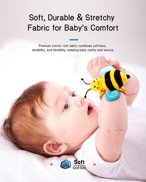 Infinno Baby Wrist Rattle Socks Set - Engaging Foot Finder Toys for Newborns 0-12 Months | Garden Bug Series
