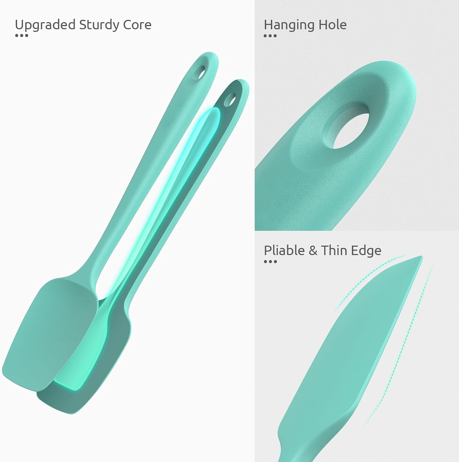 U-Taste Silicone Spatula Set - 600°F Heat Resistant Kitchen Tools | Teal/Aqua Sky Color
