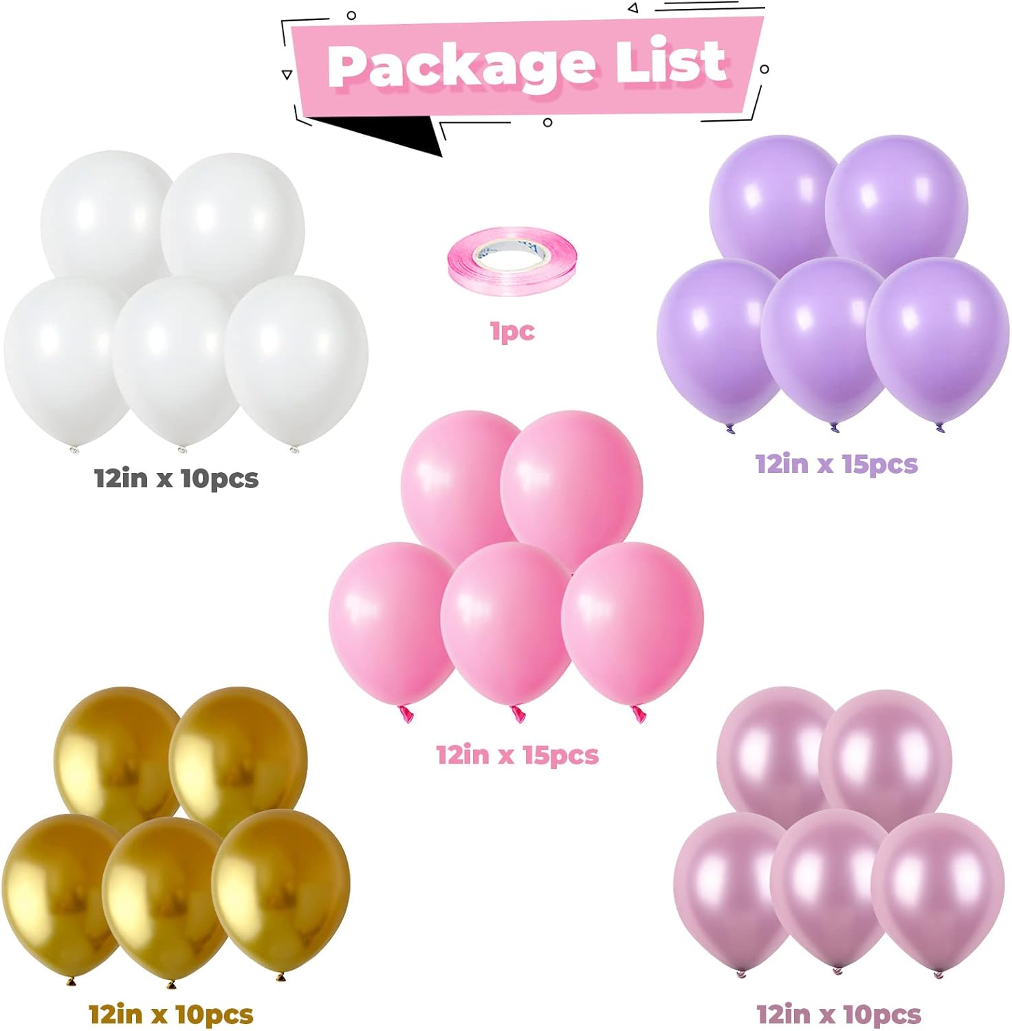Skiennix 60-Piece Pastel Purple Pink Latex Balloons - 12-Inch Butterfly Birthday Party Decor
