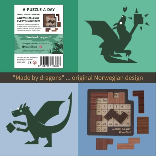 DragonFjord A-Puzzle-A-Day Premium Calendar Puzzle - 365+ Daily Challenges with Magnetic Storage Box & Hint Book