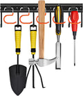 TVKB 17'' Adjustable Metal Garden Tool Organizer - Heavy Duty Wall Mount Storage with Hooks