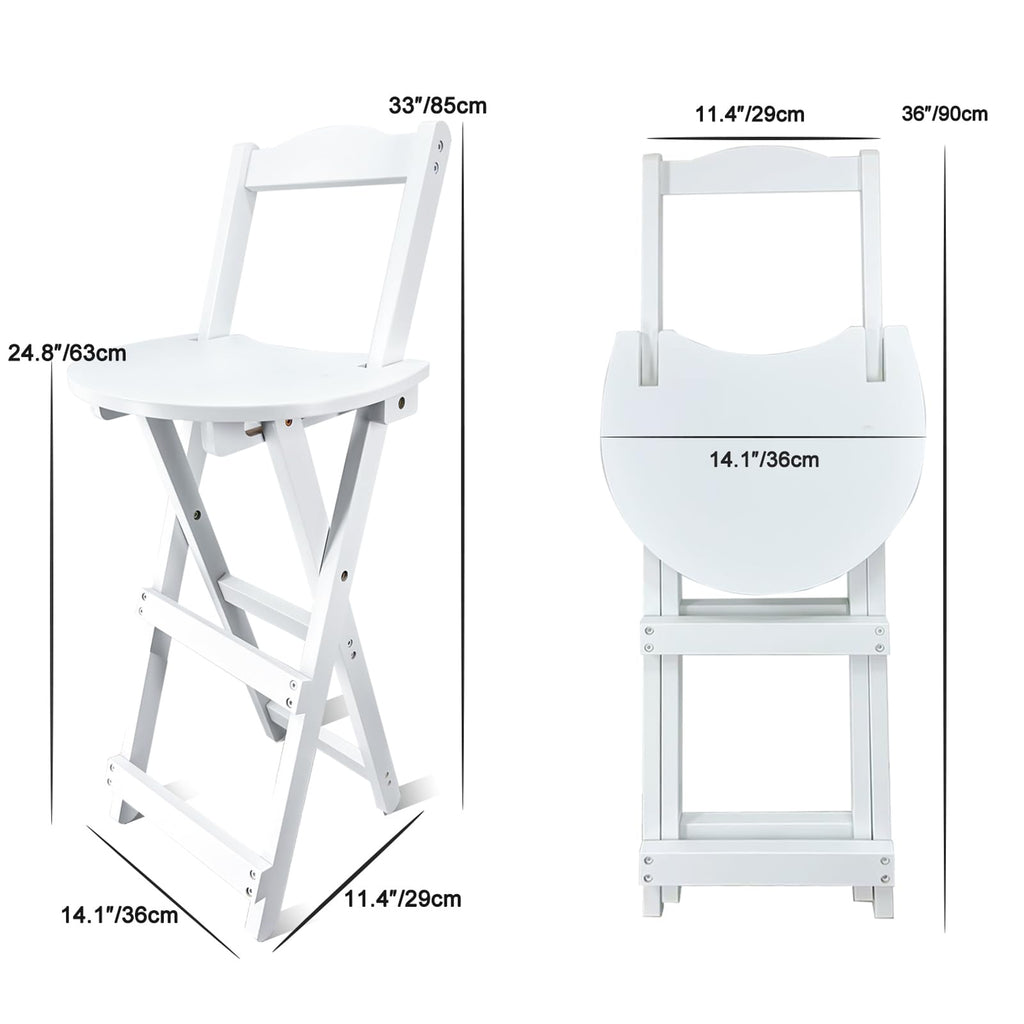 Yuxitia Folding Bar Stool Kitchen24 inch Folding Kitchen Counter Chair Portable Wooden Bar Stool Outdoor Shop Kitchen Restaurant Coffee Stool 1 (White)