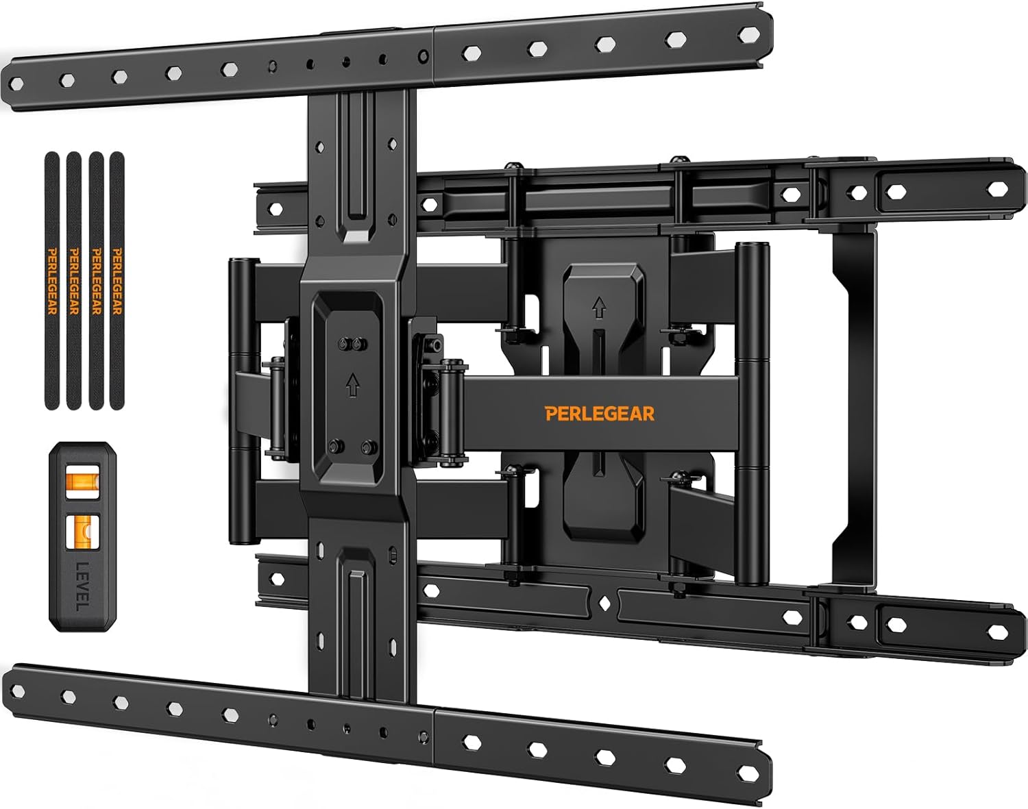 Perlegear Ultra Slim TV Wall Mount - Full Motion Bracket for 42-90" TVs | Fits 16"/24" Studs, Max VESA 600x400mm, Holds 132lbs