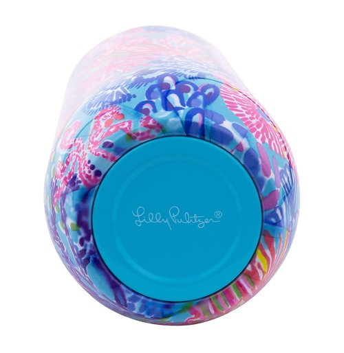 Lilly Pulitzer 10 Oz Stemless Champagne Flute, Small Stainless Steel Tumbler with Lid, Double Wall Insulated Metal Cup, Splendor in the Sand