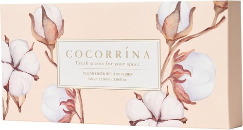 COCORRÍNA Reed Diffuser Set - 3 Pack of 3.04 Fl. Oz. Cashmere Vanilla, Sandalwood Rose & Clean Linen for Home Decor