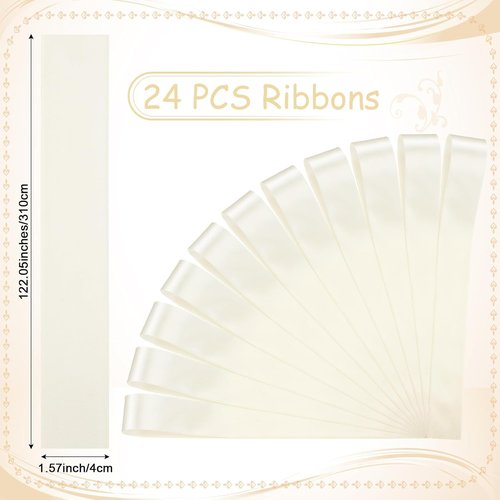 Daifunli Wedding Bows - 24 Pcs Ivory White Satin Chair Decorations | Elegant Aisle Decor Ribbons