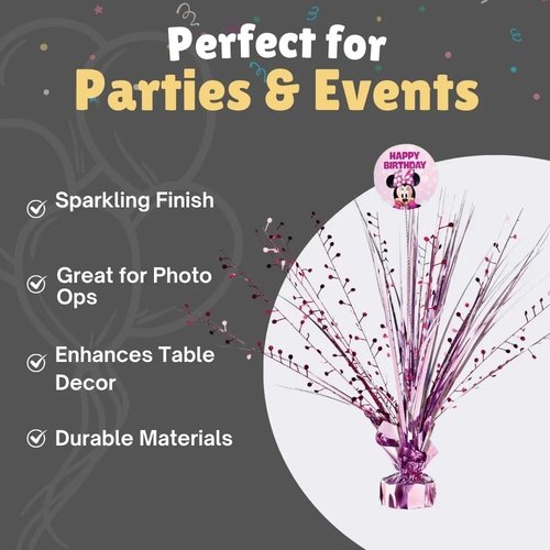 Spray Plastic Centerpiece - 18" | 1 Pc., Minnie Mouse Forever, Pink
