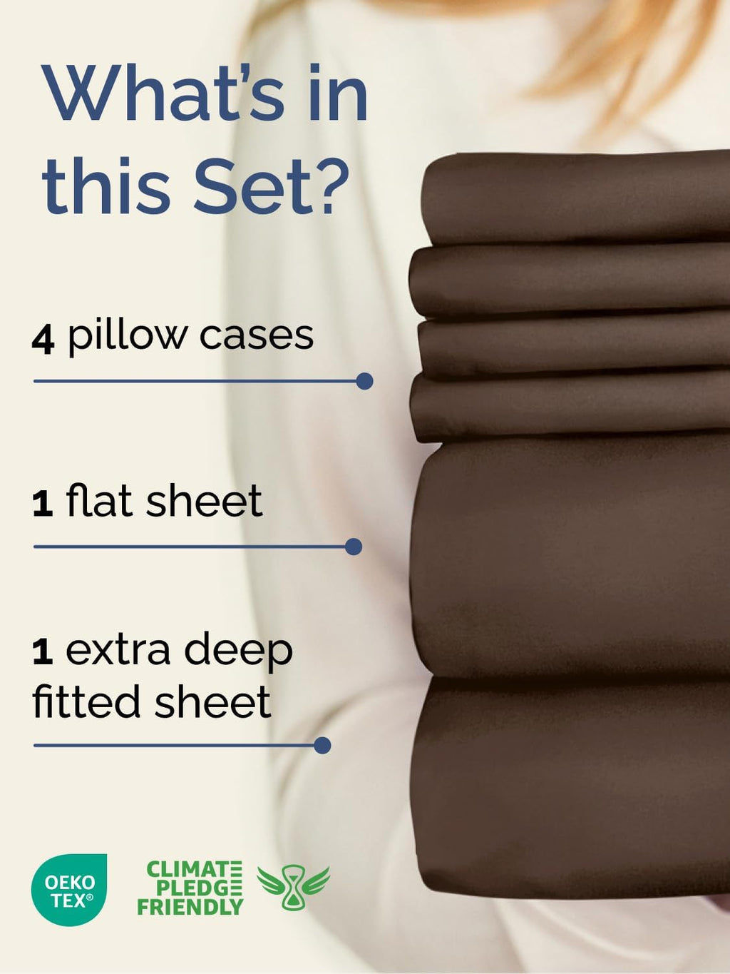 Skiennix Extra Deep Full Sheet Set | 6-Piece Breathable Cooling Bedding - Soft, Wrinkle-Free, Brown