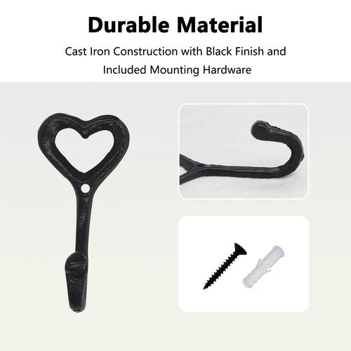KMYZQDV Heart Ring Hook Cast Iron Wall Hooks for Kitchen Wedding Towel Hangers Cute Love Decorative Hook for Hanging Apron Bath Hat Cap Scarf Bag Coat Purse Cup Garage Decor