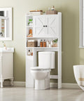 HOOBRO Over The Toilet Storage Cabinet, Farmhouse Over Toilet Bathroom Organizer with Doors and Adjustable Shelves, 31.5" L x 7.5" Wx 66.7" H, Space-Saving for Bathroom, Laundry, White WT80TS01N1