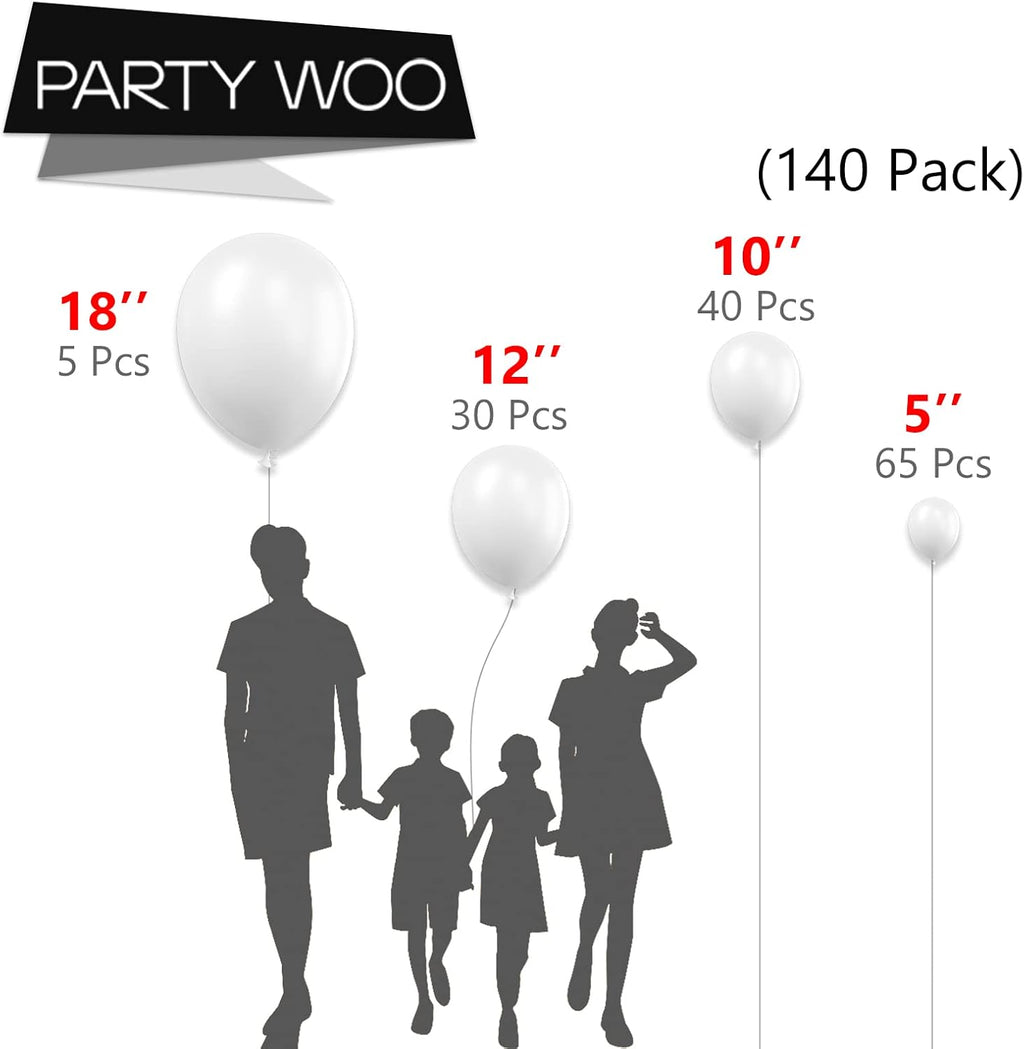 PartyWoo Classic Arch Kit - 280 Pcs White & Red Balloons in 18/12/10/5 Inch Sizes