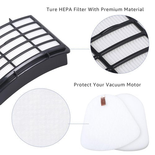 1 HEPA + 4 Foam &Felt Filters For Shark Vacuum Navigator Lift Away Filter Replacement NV350, NV351, NV352, NV355, NV356E, NV360, NV370, UV440, UV540, CU500 Replacement Parts XFF350 and XHF350