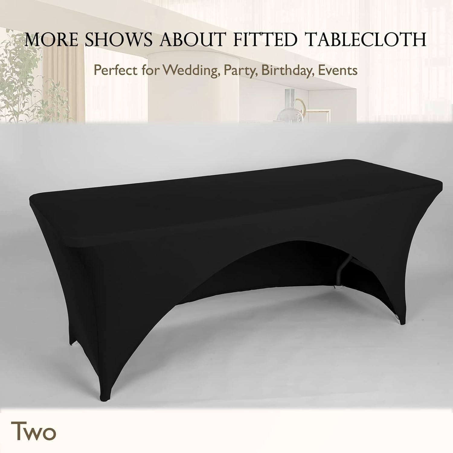 Spandex Table Cover - 4 Ft Fitted Polyester Tablecloth with Open Back - Black