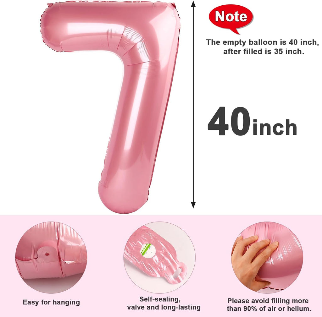 Pastel Pink Number 7 Balloon by [Brand Name] - 40 Inch Birthday Decoration for All Ages | Perfect for Engagements, Weddings & Graduations
