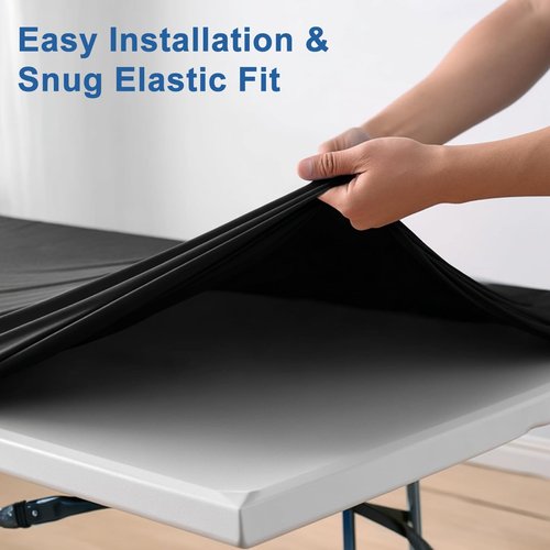 NALVXIN, 2 Packs, Fitted Tablecloth Black Card Elastic Spandex Table Cover-Small Stretch Folding Table Cloths for Kitchen Dining Picnic Patio Outdoor Party (Black, 34in*34in(Square))
