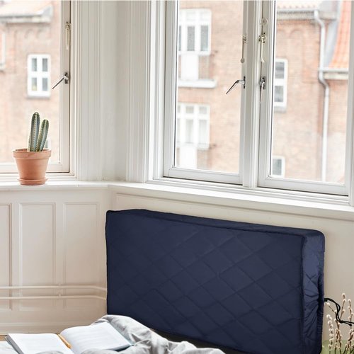 PAMISO Indoor Air Conditioner Cover, 28 X 20 X 3.57 Inch AC Unit Dark Blue Cover for Inside with Thick Elastic Strap