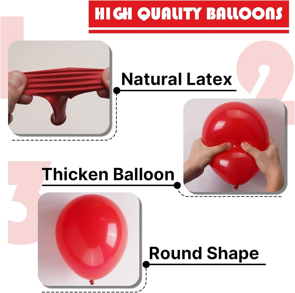 PartyWoo Red Balloons - 50pcs 12 Inch Helium Balloons for Birthday & Graduation Celebrations