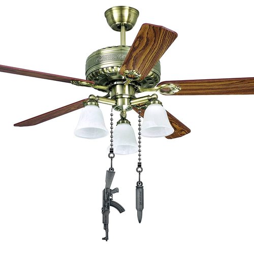Dotlite 4 Pieces Silver Ceiling Fan Pull Chains Extension Gun Shaped Pendant,14 Inch 3mm Beaded Ball Fan Lamp Chain Extender Ornament with Connector