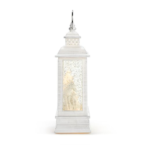DEMDACO Distressed White Nativity LED 10 x 6.25 Acrylic Musical Snow Globe Christmas Lantern Plays Silent Night Away in A Manger