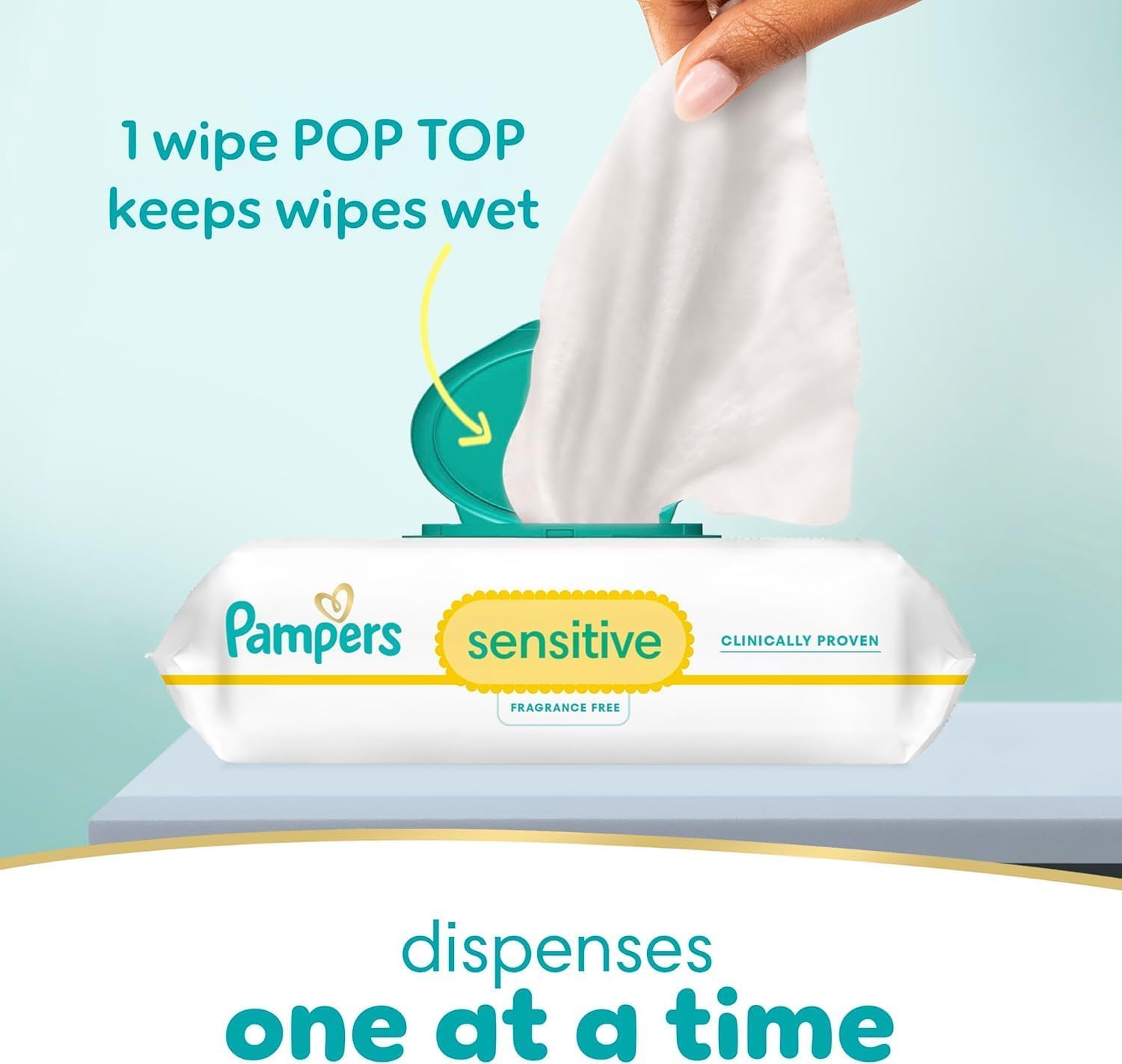 Pampers Sensitive Baby Wipes - Hypoallergenic & Unscented | 18 Flip-Top Packs (1008 Wipes Total)