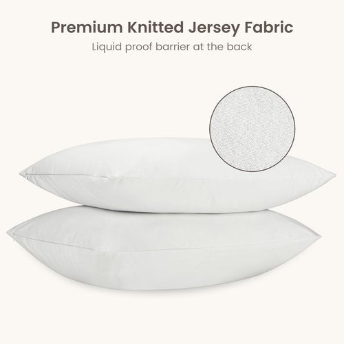 Bioweaves Organic Cotton Jersey Knit Waterproof Pillow Protector Covers with Zipper Closure – GOTS Certified Soft & Quite Pillow Encasement – Standard Size, 20 x 26 inches, Set of 2