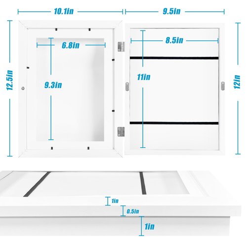 MammyGol 2-Pack Kids Art Frames in White, Picture Frame Displays 8.5x11 without Mat, Front Opening Kids Artwork Frames Changeable, Storage Frame for Wall Tabletop, Holds 50-150 Pcs