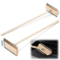 Kritkin 2 Pcs Stainless Steel Grill Brushes, Grill Scraper with 30'' Long Wooden Handle Commercial Oven Charbroiler Cleaning Brush for Outdoor Kitchens BBQ Restaurants