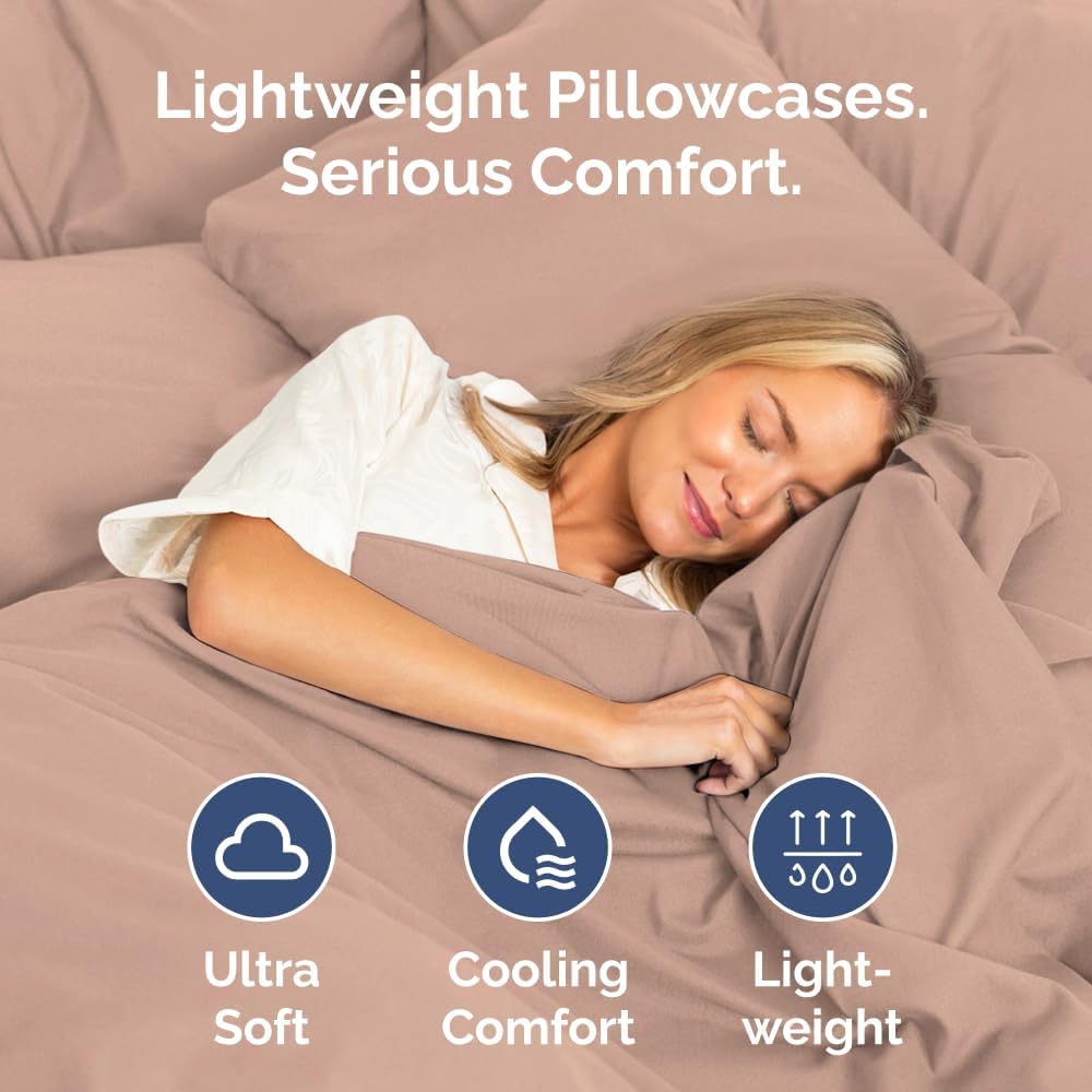 Skiennix Standard Pillow Cases Set of 2 - Ultra-Soft Hotel Quality - Wrinkle-Free & Stain Resistant - Mauve