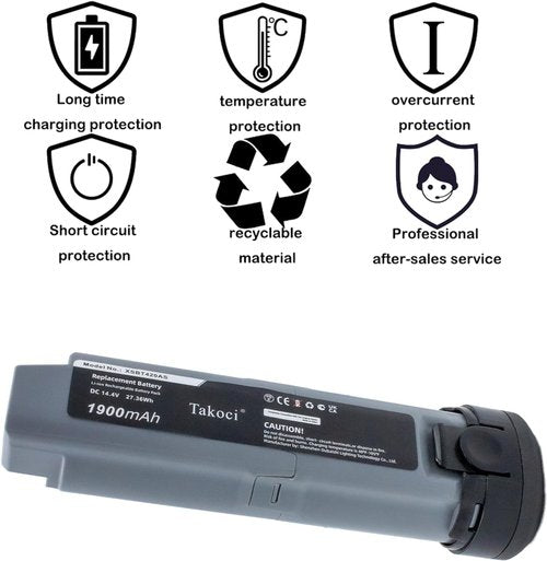 TAWUZUOR XSBT420 Rechargeable Li-ion Battery Compatible with Shark WS642AE WS642 WV401BL WS640 QV410QBL Wandvac Cordless Vacuum Cleaner 14.4V/1900mAh