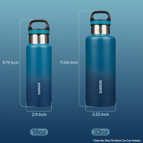 BJPKPK Insulated Water Bottle - 18oz Stainless Steel Flask with Handle | Double-Wall Vacuum Insulation, Indigo Black
