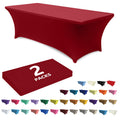ABCCANOPY 2 Pack 4 FT Red Spandex Table Cover Stretch Fitted Wrinkle Resistant Tablecloth Reuse for Rectangular Folding Table Patry Event Wedding Banquet Protector