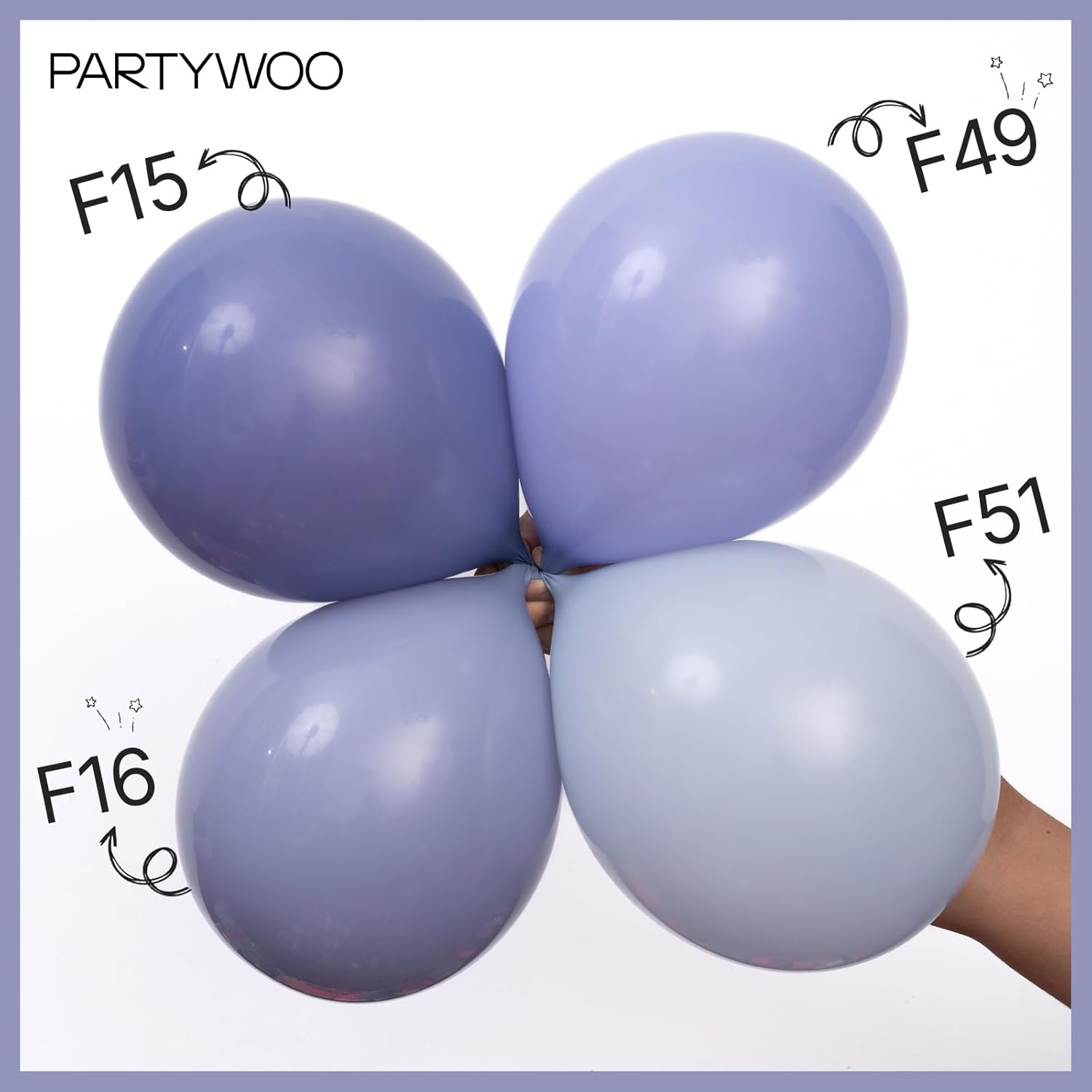 PartyWoo Dusty Blue Balloons - 100pcs 12 Inch Latex for Baby Showers & Celebrations | Boho Purple & Lavender