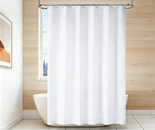 FY&XZH Shower Curtain Liner - Waterproof Cotton Shower Curtain Liner, Machine Washable, Magnetic Weighted Bottom, 71x72 Inch Soft Cloth Bathroom Shower Liner (White)