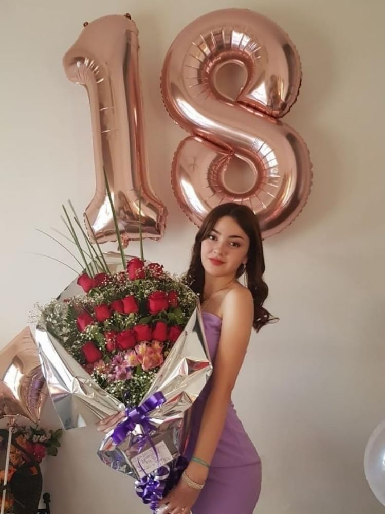 Rose Gold Number 19 Balloons by [Brand Name] - 40-Inch Foil Birthday Decorations for Men & Women