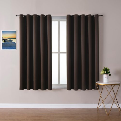 ChrisDowa Brownout Curtains - Extra Wide Thermal Insulated Room Darkening Panels | 70 x 63 Inch (Brown)