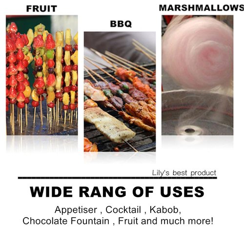 8" Natural Bamboo Skewers for BBQ，Appetiser，Fruit，Cocktail，Kabob，Chocolate Fountain，Grilling，Barbecue，Kitchen，Crafting and Party. Φ=4mm, More Size Choices 6"/10"/12"/14"/16"/17.5"/30"/36"(200 PCS)