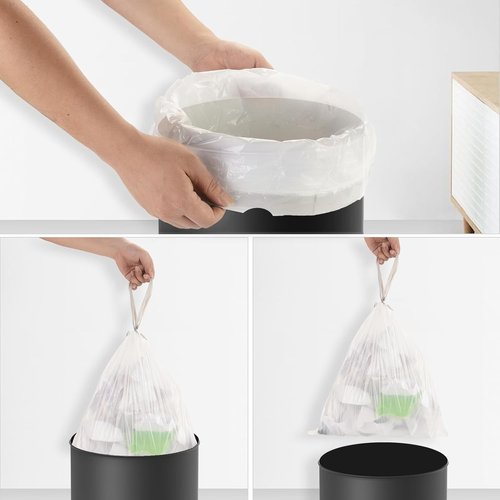 Heihaily Heavy Duty 2.6-Gallon Trash Bags - Leak-Proof Drawstring Kitchen Garbage Bags | 60 Count Clear