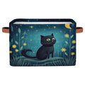 OMFUNS Cute Cat Storage Basket, Star Flower Foldable Storage Bin with Handle Fabric Rectangular Storage Box Organizer for Closet Shelf Home Office Nursery Toy Basket, 1 Pack