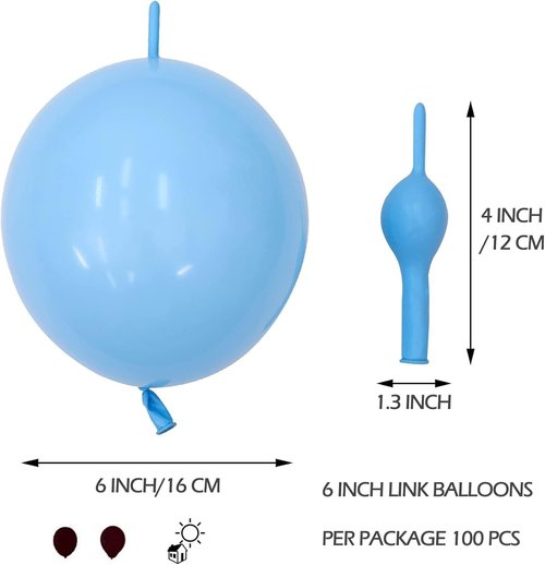 IN-JOOYAA 6-Inch Baby Pink Latex Balloons - 100 Pcs Quick Linkable Party Decorations