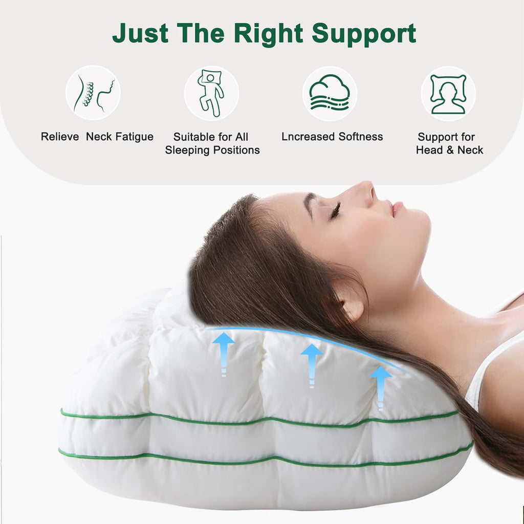 YOUR MOON Fluffy Support Bed Pillow - Queen Size | Super Soft Down-Alternative Filling for Side Sleepers