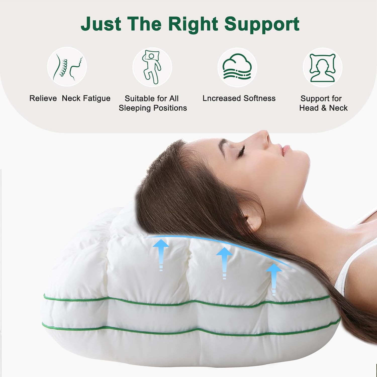 YOUR MOON Fluffy Support Bed Pillow - Queen Size | Super Soft Down-Alternative Filling for Side Sleepers