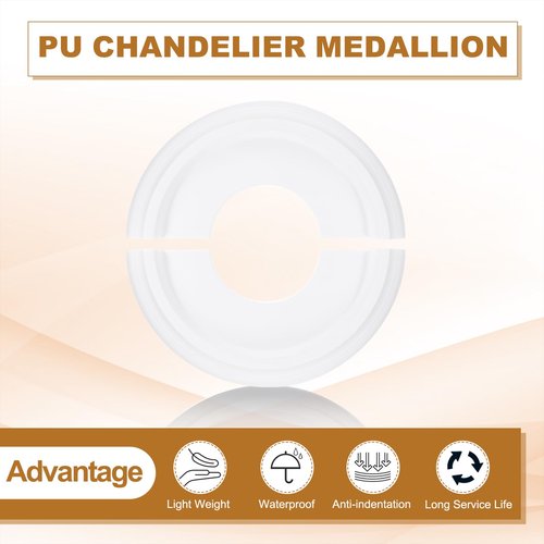 PATIKIL Ceiling Medallion, 2 Pcs 10" OD x 4" ID PU Decorative Ceiling Light Medallion Chandelier Medallion Split Ceiling Light Cover Plate for Ceiling Light Fixtures Fans, White