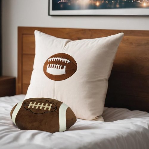 GiftExpress 2-Pack Football Plush Pillow, 12” Soft Stuffed Throw Cushion with Embroidered Laces, Brown/White Football‑Shaped Décor for Game Day, Kids’ Rooms, Couch & Man Cave