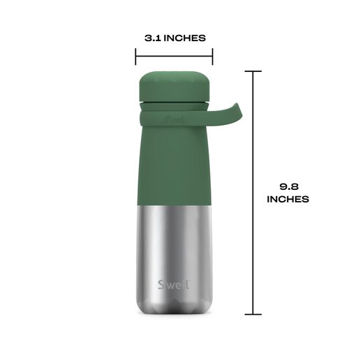 S'well Stainless Steel Traveler With Handle, 24oz, Matcha Silver Lining, Triple Layered Vacuum Insulated Containers Keeps Drinks Cold for 40 Hours and Hot for 16, BPA Free, Easy Carrying On the Go