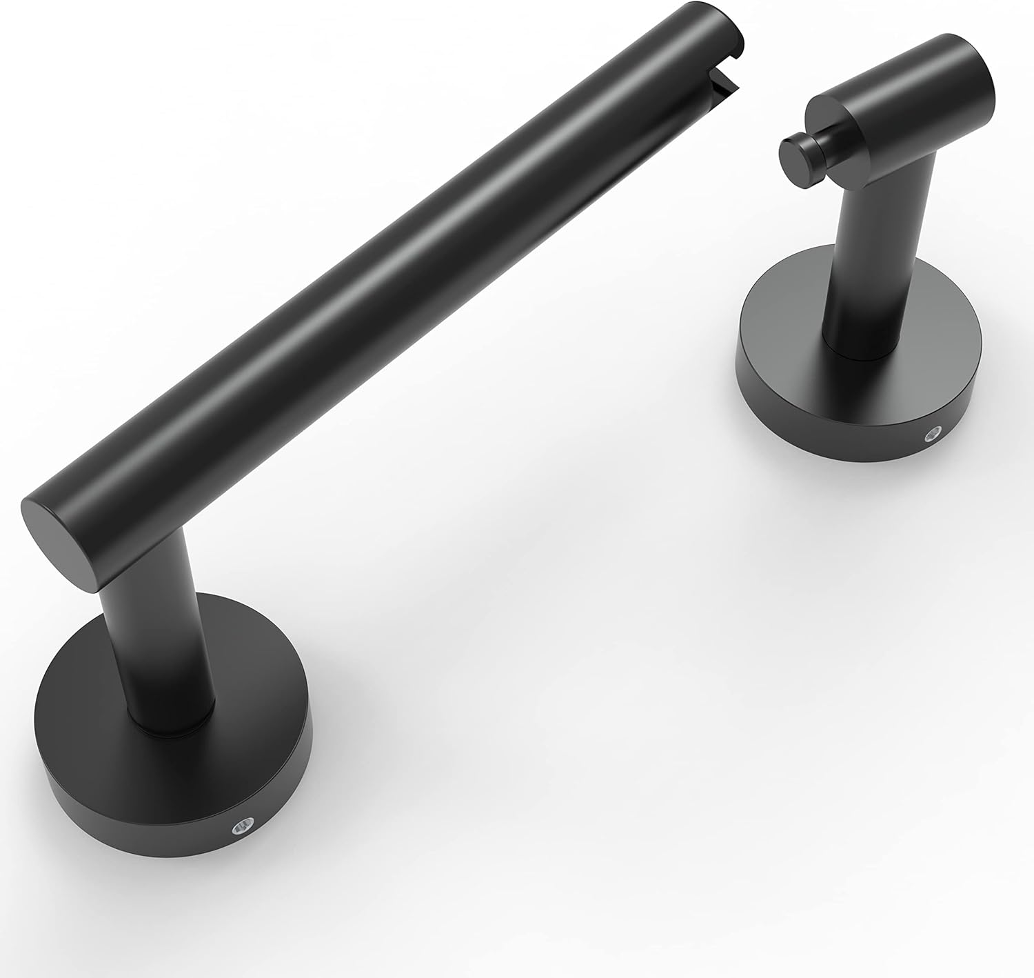 Ruacq Toilet Paper Holder - Matte Black Double Post Design | Pivoting Round Tissue Roll Holder - SUS 304 Stainless Steel